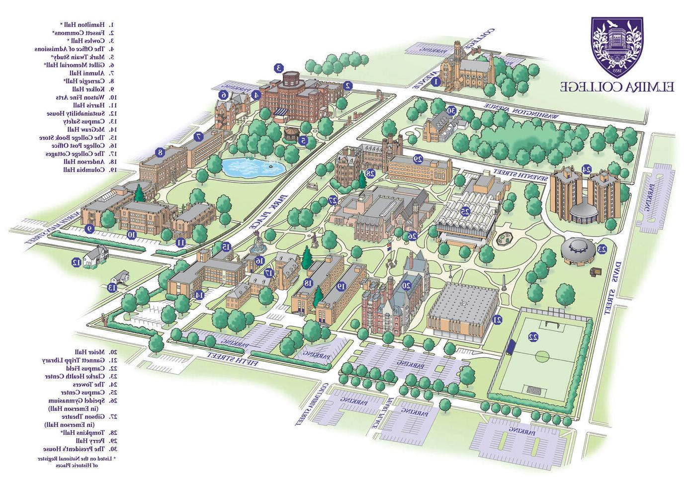 埃尔迈拉大学 校园地图